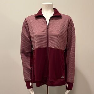 Adidas Climalite Maroon and Burgundy Full Front Zip Long Sleeve Track Jacket XL